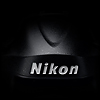 Nikon logo on a camera.