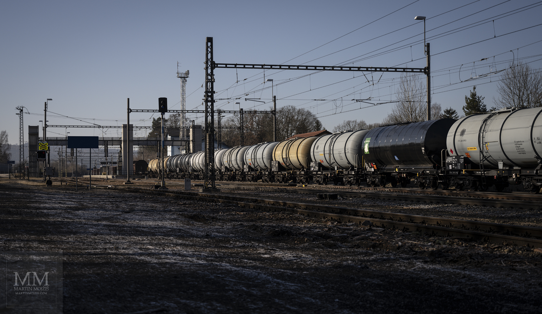 Tank cars in a freight train.