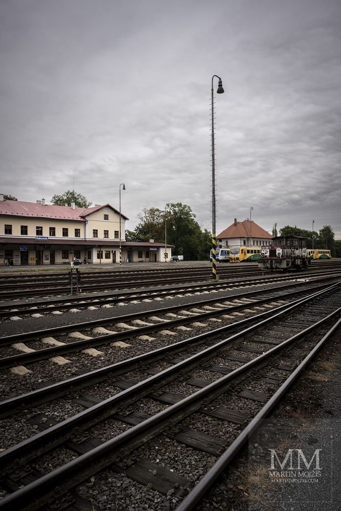 View across the tracks towards the east. Railway station Rakovnik.