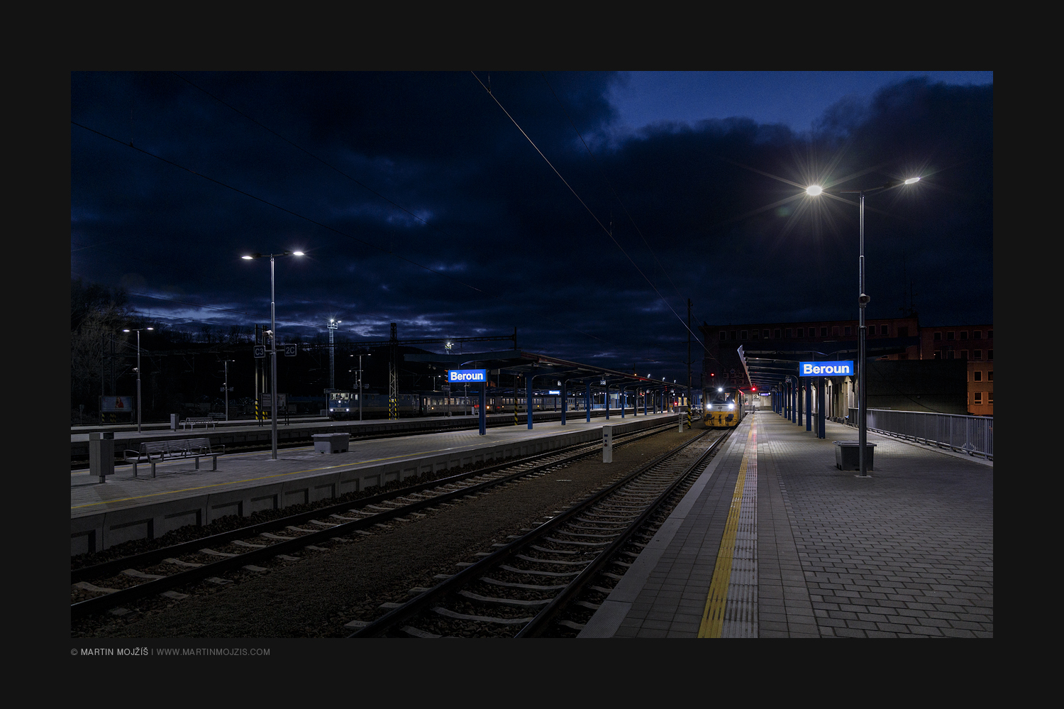 Beroun railway station at night II.