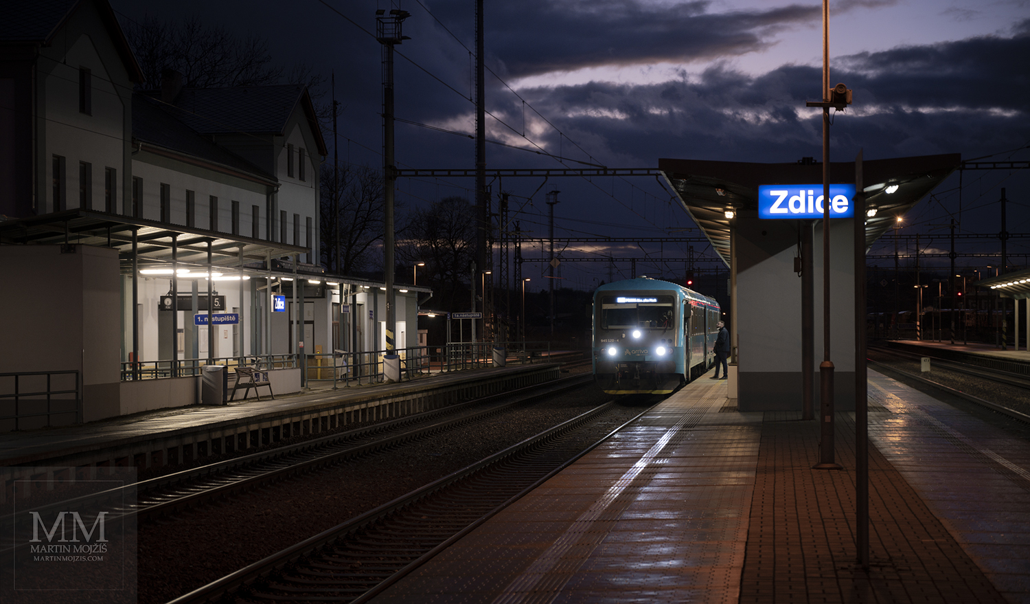 Zdice railway station, Arriva engine train ready to depart in the direction Beroun.