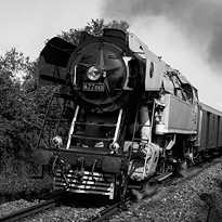 Large steam locomotive. Title photograph of gallery Diaries XXIII.