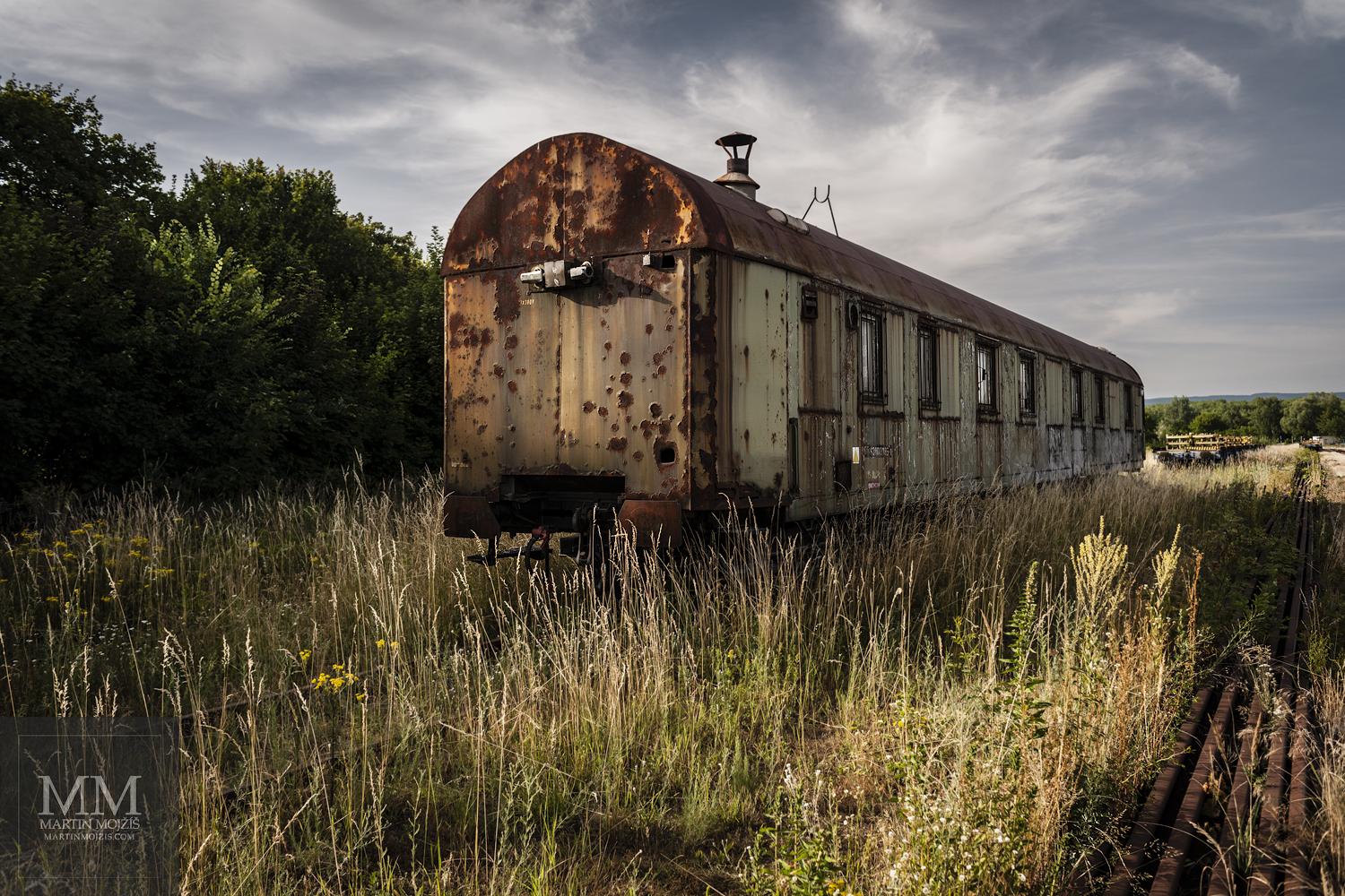 Old weathered railway wagon.