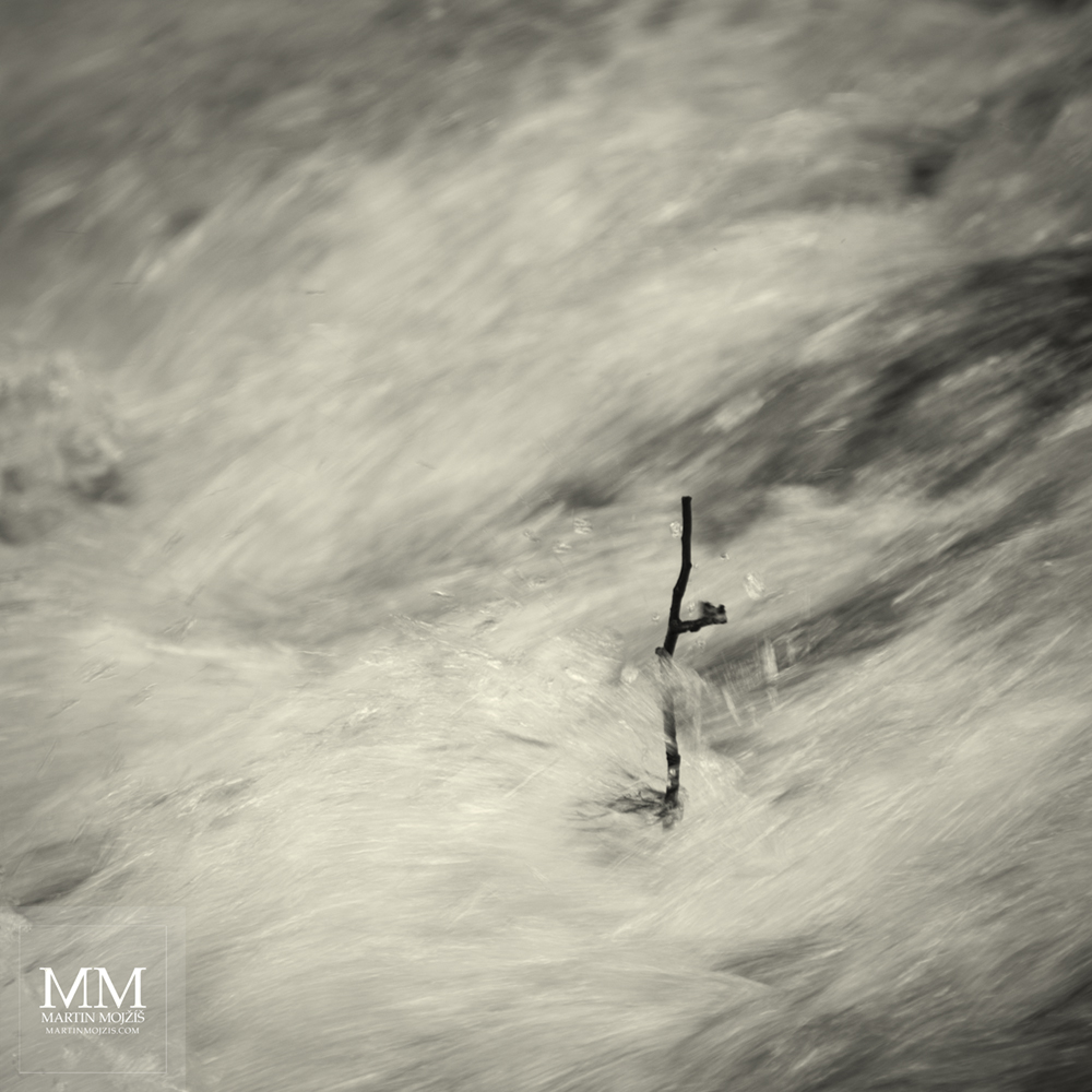 Větvička v proudu řeky. Fotografie s názvem I TAK.