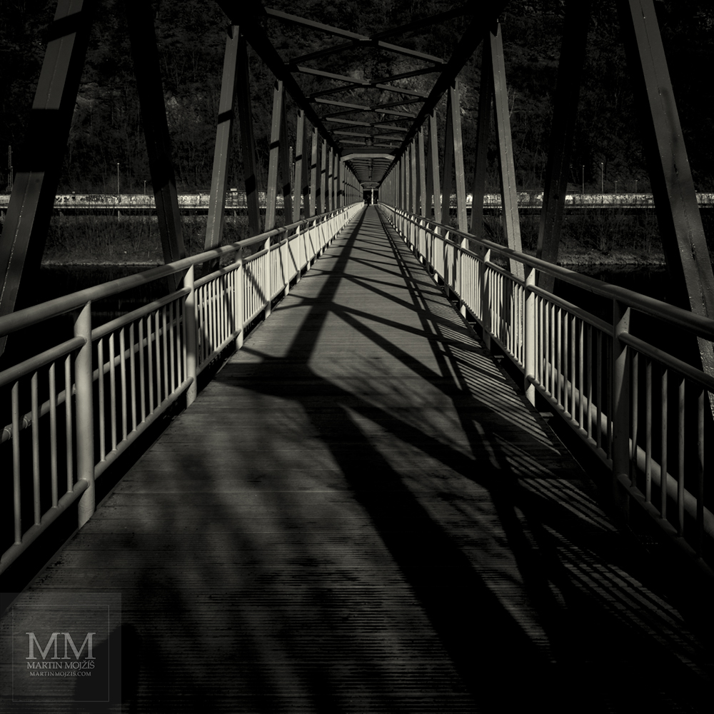 Footbridge. Photograph with title WAY.