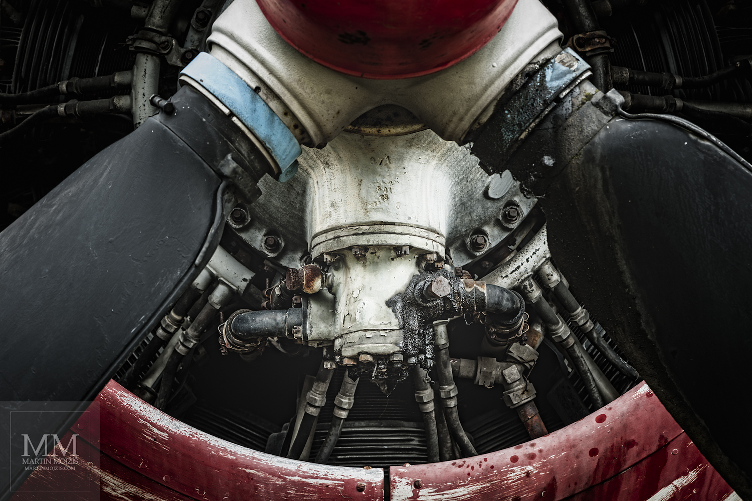 Part of the engine of the airliner. Photograph with title PART OF THE HEART.