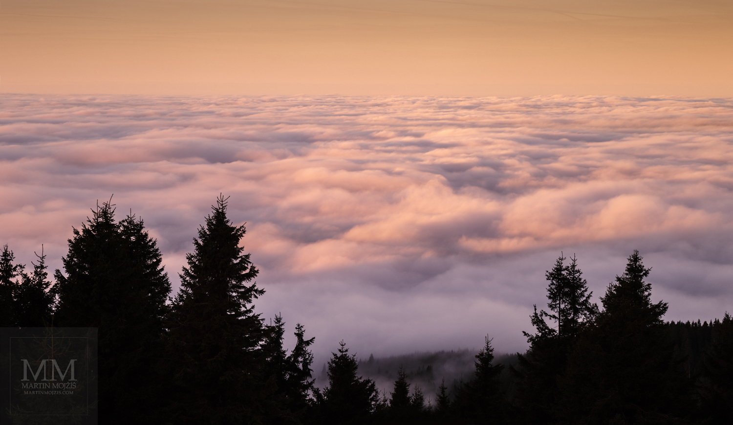 Large format Fine Art photograph of inverse cloud cover at dawn.